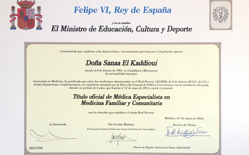 titulo especialidad Sanaa